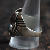 Vintage Sterling Turquoise and Coral Eagle Ring 11.75