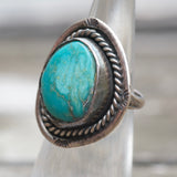 Vintage Sterling Turquoise Roper Ring 4
