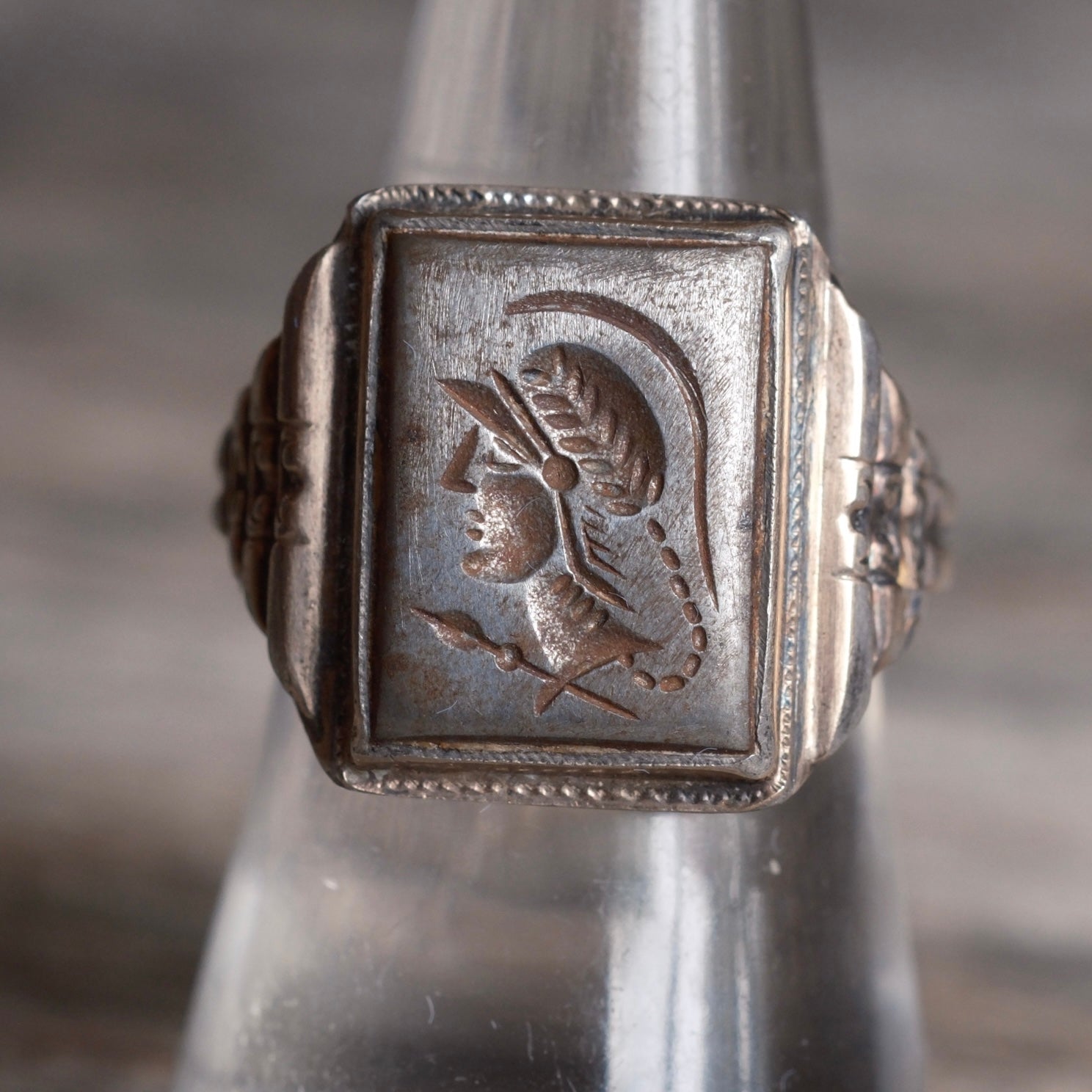 Vintage Sterling Centurion Signet Ring 7.75
