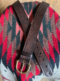 Vintage Dark Brown Leather Eagle Belt- Wrangler Brand