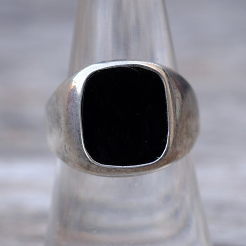 Vintage Sterling Onyx Signet Ring 7.75
