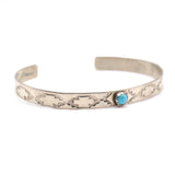 Vintage Sterling Turquoise Stamped Cuff 6.75"