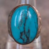 Vintage Sterling Turquoise V For Victory Stamped Ring 11