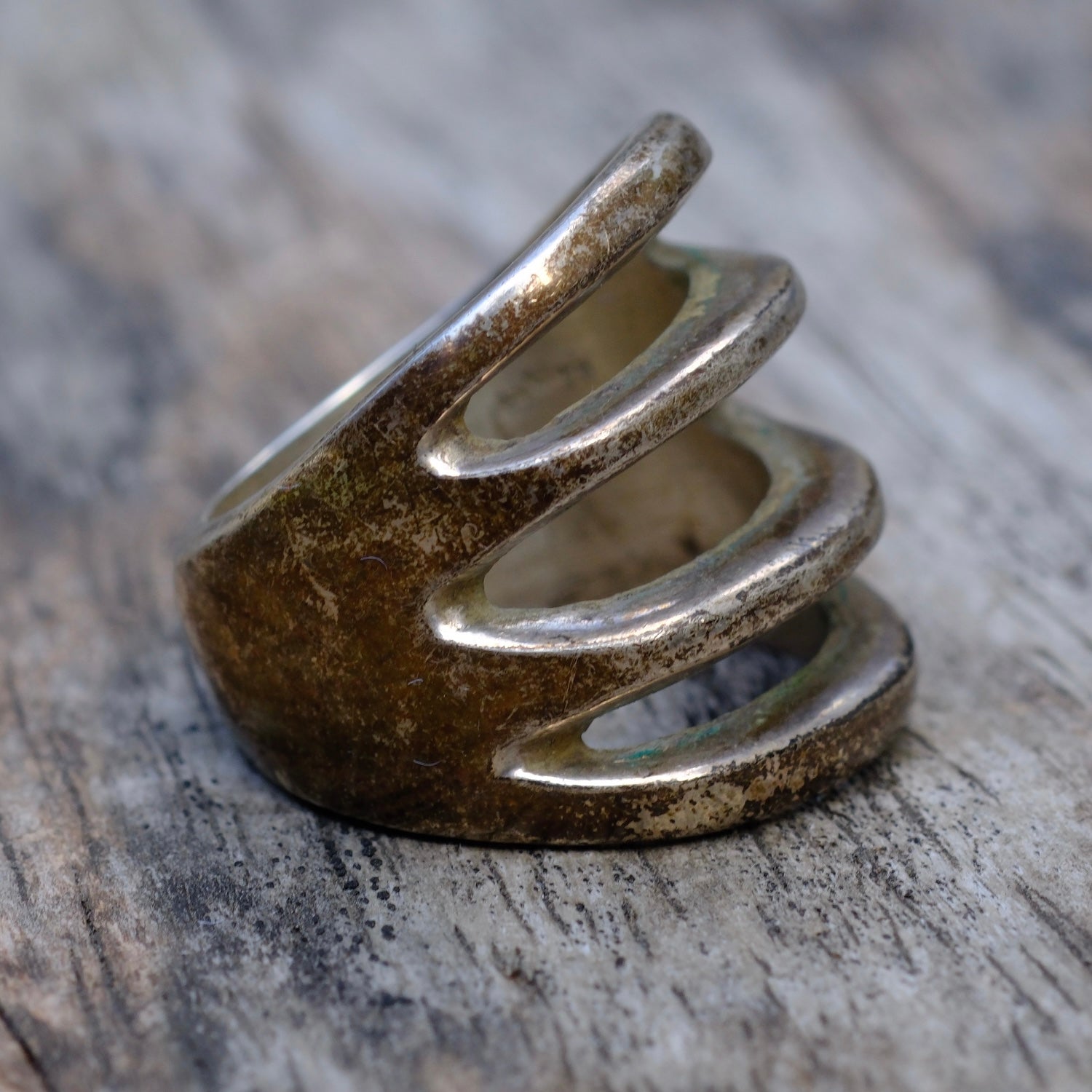 Vintage Sterling Silver Heavy Cast Ring 7