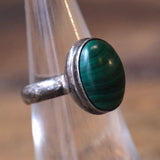 Vintage Sterling Malachite Ring 6.25