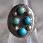 Vintage Sterling 4-Stone Turquoise Ring 8.25