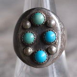 Vintage Sterling 4-Stone Turquoise Ring 8.25