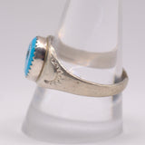 Vintage Sterling Turquoise Stamped Band Ring 10.75