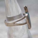 Vintage Sterling rushed Turquoise and Coral Inlay Bird Ring 6