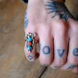 Vintage Sterling Turquoise Coral Ring 4