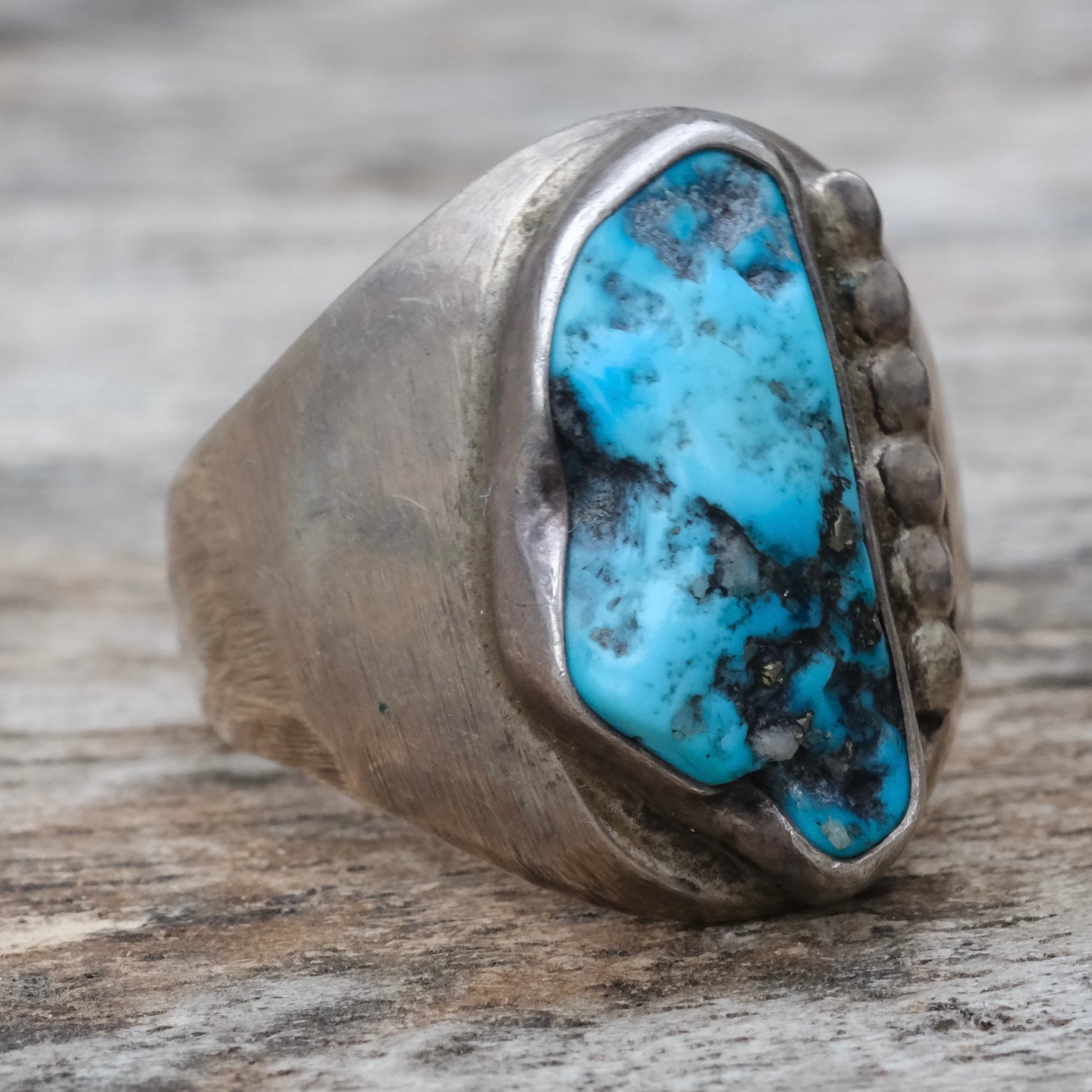 Vintage Sterling Turquoise Ring 10.5