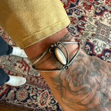 Vintage Sterling Mother Of Pearl Feather Cuff Bracelet