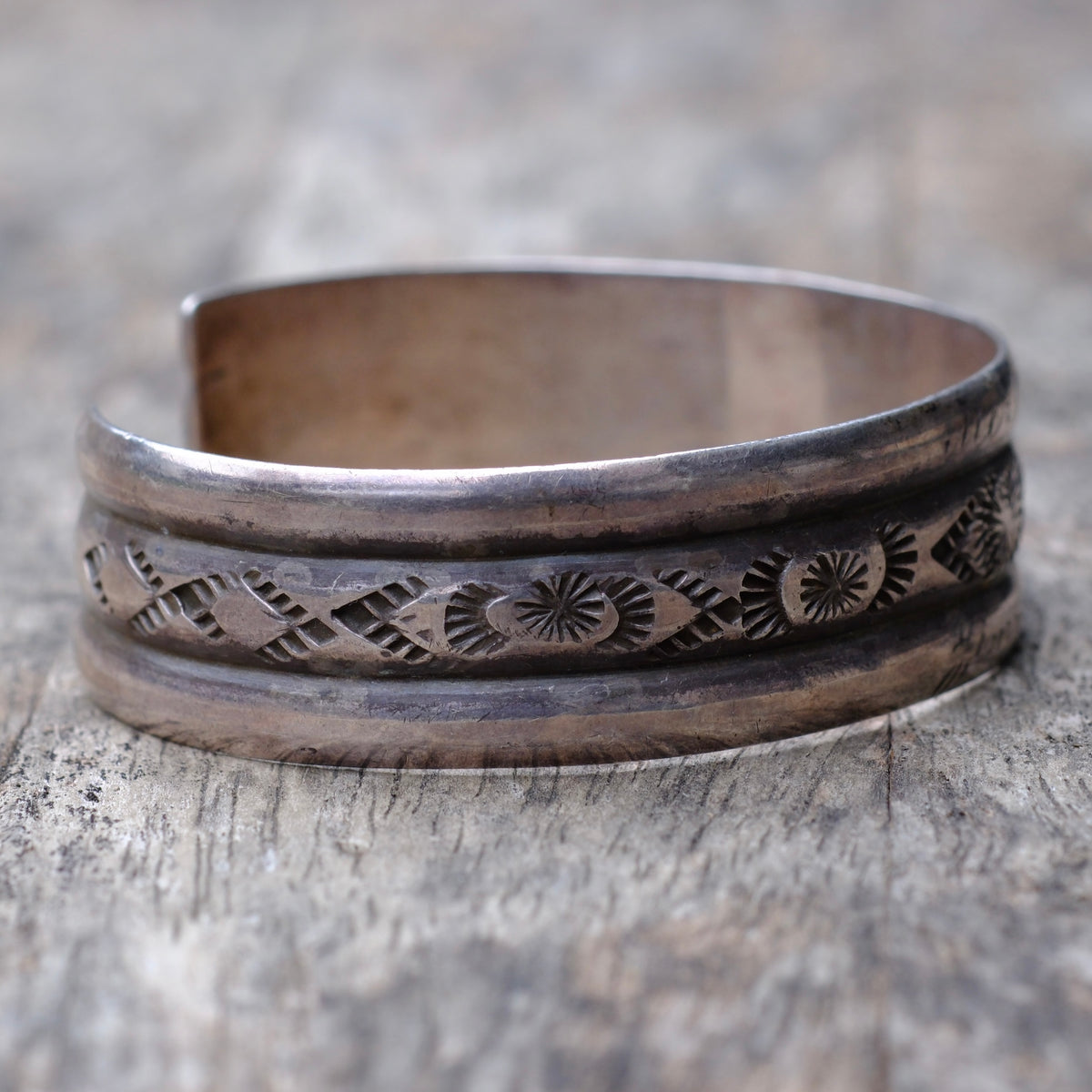 Vintage Sterling Silver Stamped Cuff Bracelet