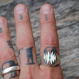 Vintage Sterling Zuni Inlay Ring 10.75
