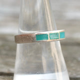 Vintage Sterling Turquoise Inlay Band 8.5