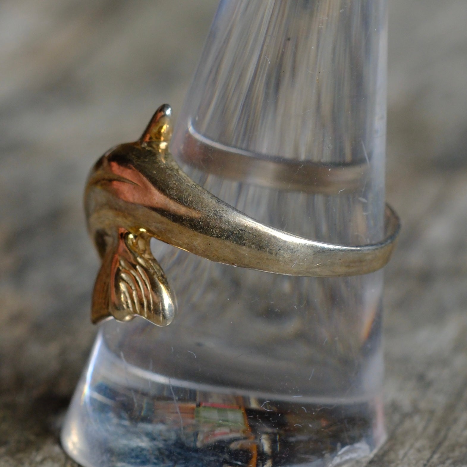 Vintage Sterling Silver Dolphin Ring 9