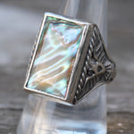 Vintage Sterling Abalone Thunderbird Ring 10
