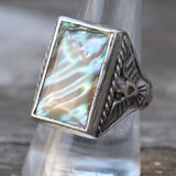 Vintage Sterling Abalone Thunderbird Ring 10