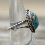 Vintage Sterling Turquoise Roper Ring 6.75