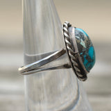 Vintage Sterling Turquoise Roper Ring 6.75