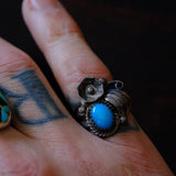Vintage Sterling Turquoise Feather Ring 7