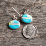 Vintage Sterling Turquoise and Opalite Inlay Earrings