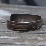 Vintage Sterling Turquoise and Coral Stamped Cuff