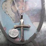 Vintage Sterling Silver Sandcast Cross Necklace