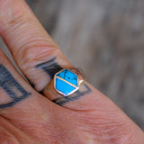 Vintage Sterling Turquoise Inlay Band Ring 6
