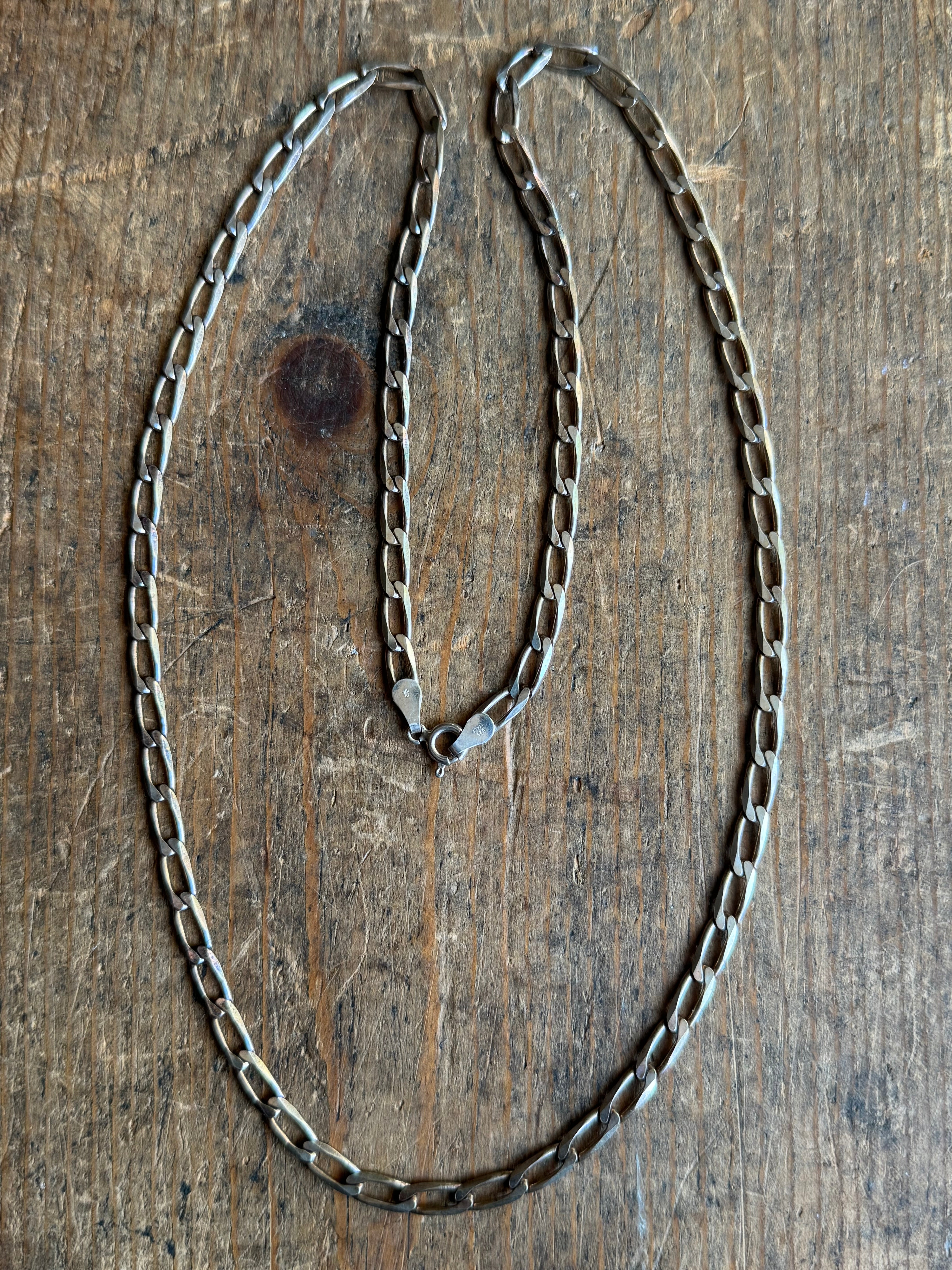 Vintage Sterling Silver 24” Oval Curb Chain