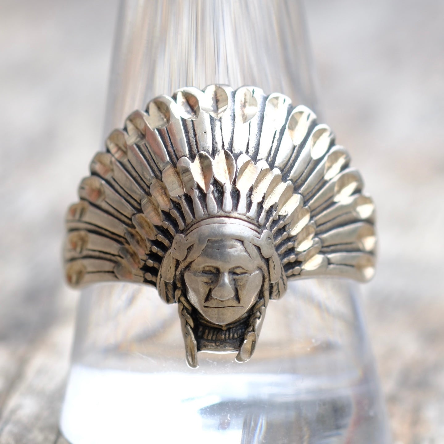 Vintage Sterling Silver Big Chief Ring 11.75