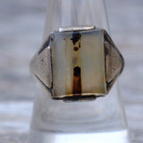Vintage Sterling Agate Signet Ring 8.75