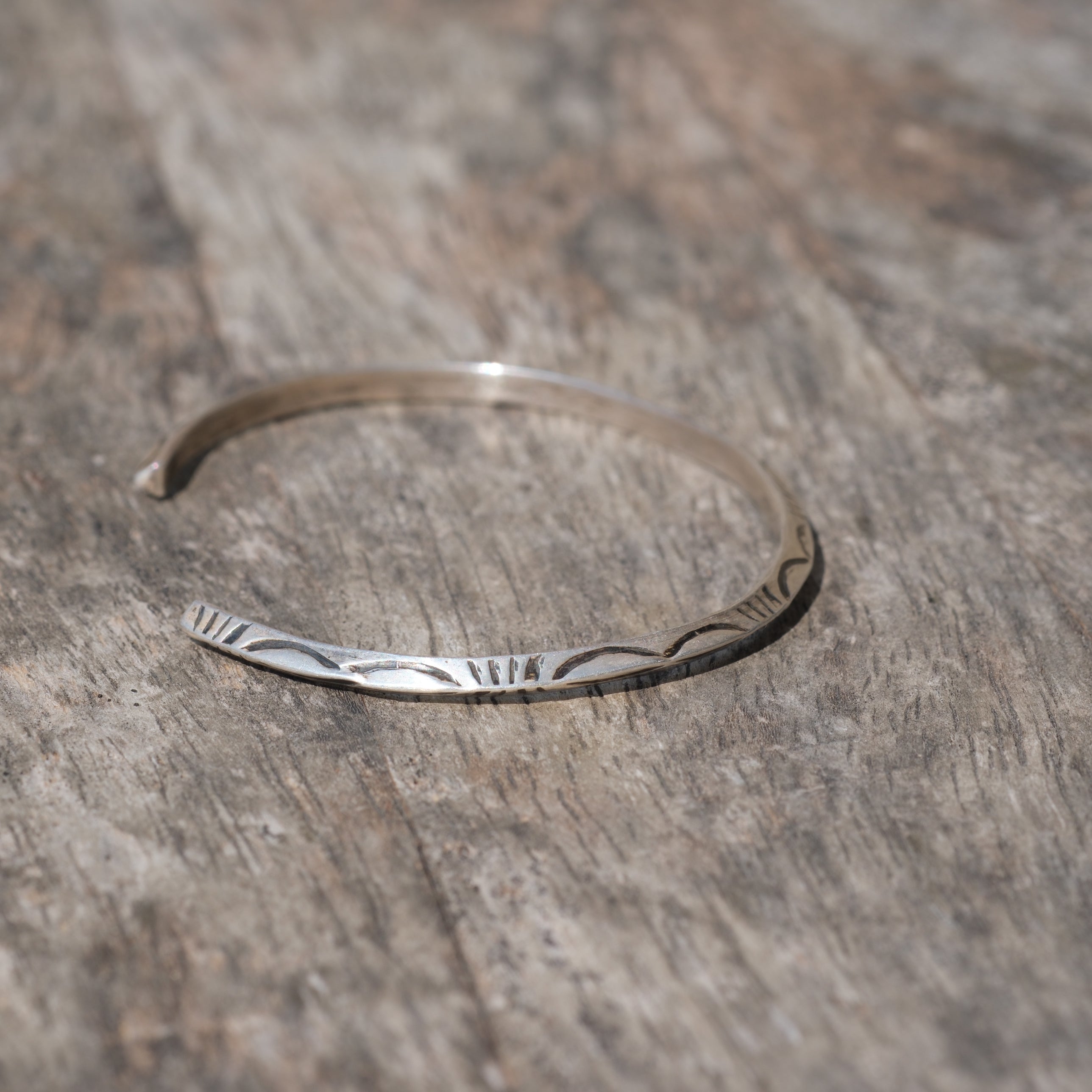 Vintage Sterling Silver Stamped Triangle Cuff