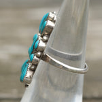 Vintage Sterling Turquoise Cluster Ring 5.75