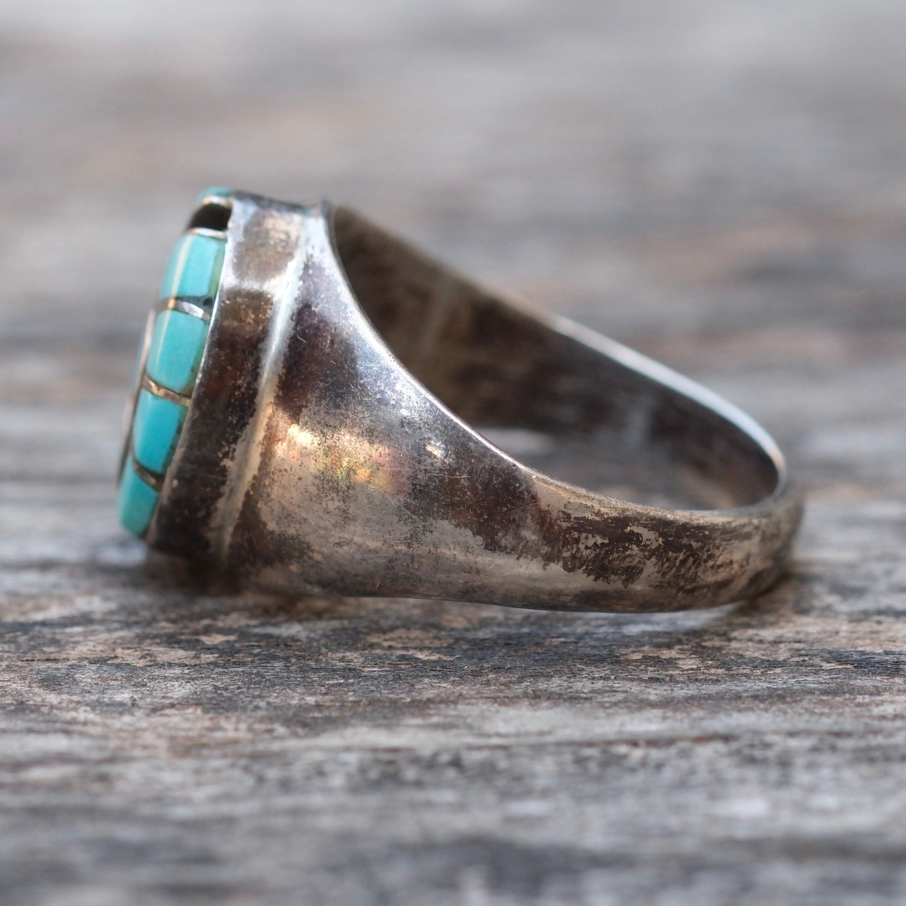 Vintage Sterling Turquoise Inlay Hummingbird Ring 10.25 Amy Quandelacy