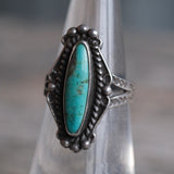 Vintage Sterling Turquoise Stamped Band Ring 5