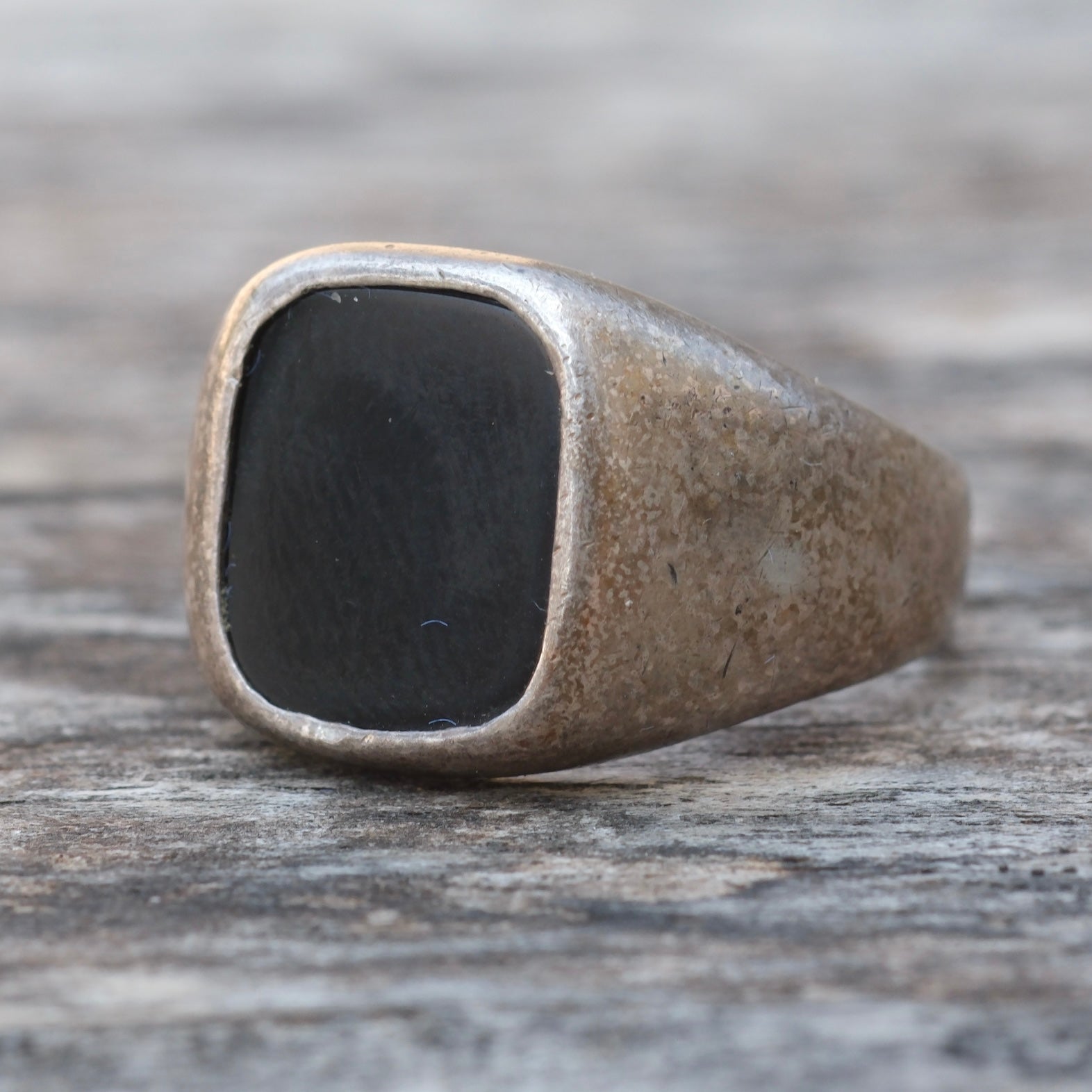Vintage Sterling Onyx Signet Ring 10.25