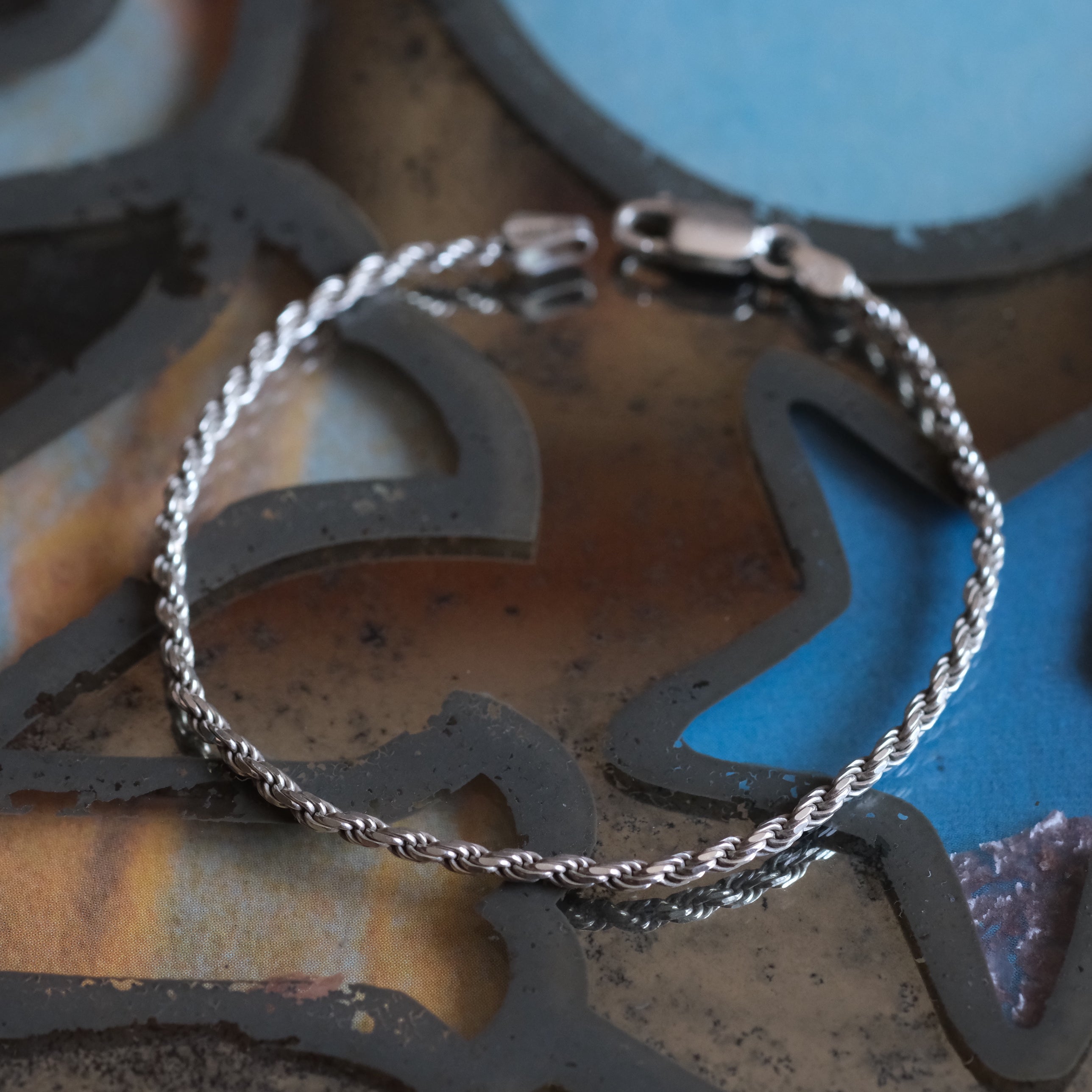 Vintage Sterling Twisted Chain Bracelet 7"