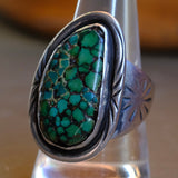 Vintage Sterling Turquoise Stamped Band Ring 9.25