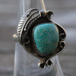 Vintage Sterling Turquoise Feather Ring 5.75