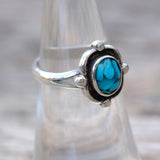 Vintage Sterling Turquoise Chip Inlay Ring 6