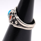 Vintage Sterling Turquoise and Coral Ring 7