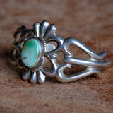 Vintage Sterling King Manassa Turquoise Sandcast Cuff Begay