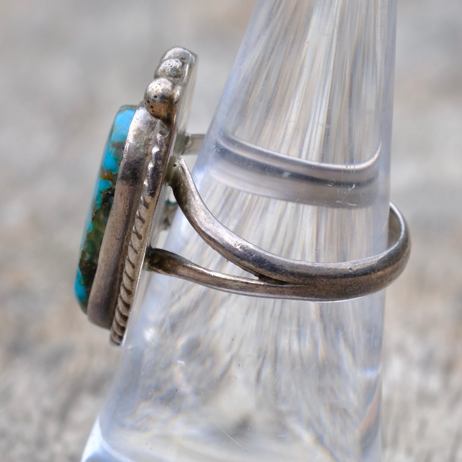 Vintage Sterling Turquoise Ring 6.75