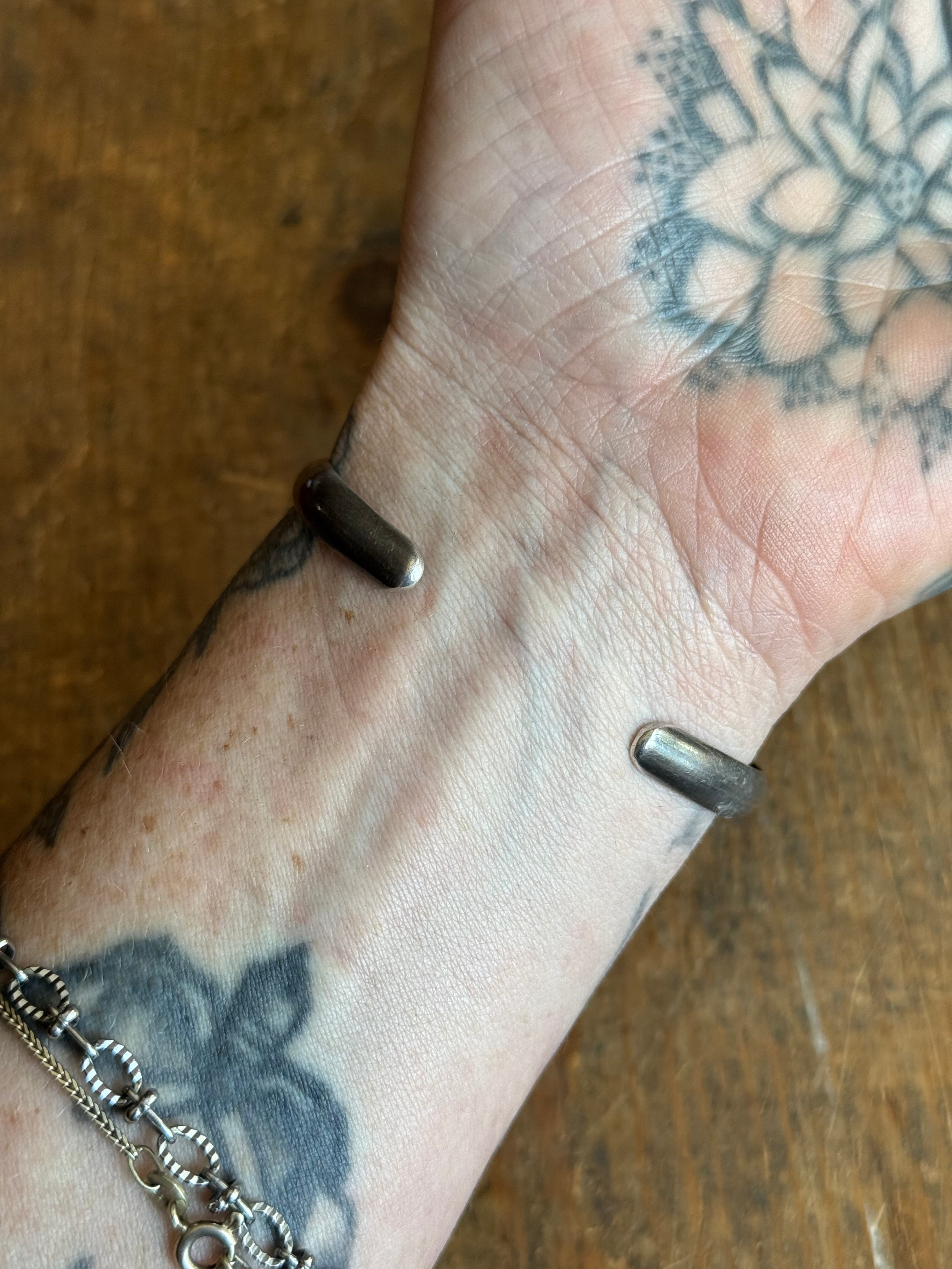 Vintage Sterling Silver Jasper Chevron Cuff
