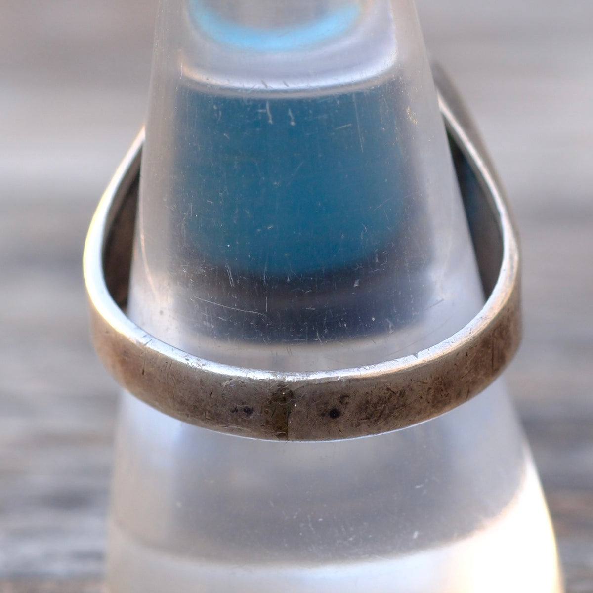 Vintage Sterling Turquoise Ribbed Band Ring 10