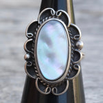 Vintage Sterling Mother Of Pearl Ring 6.25