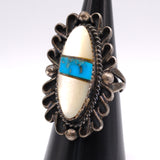 Vintage Sterling Turquoise and Mother Of Pearl Inlay Ring 7