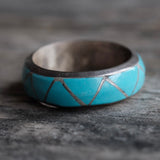 Vintage Sterling Turquoise Inlay Band 5.5