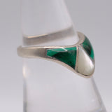 Vintage Sterling Malachite and Mother Of Pearl Inlay Ring 6.25